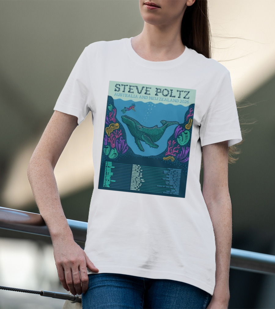 Steve Poltz Australia New Zealand Tour 2026 Concert Dates Underwater Theme T-Shirt