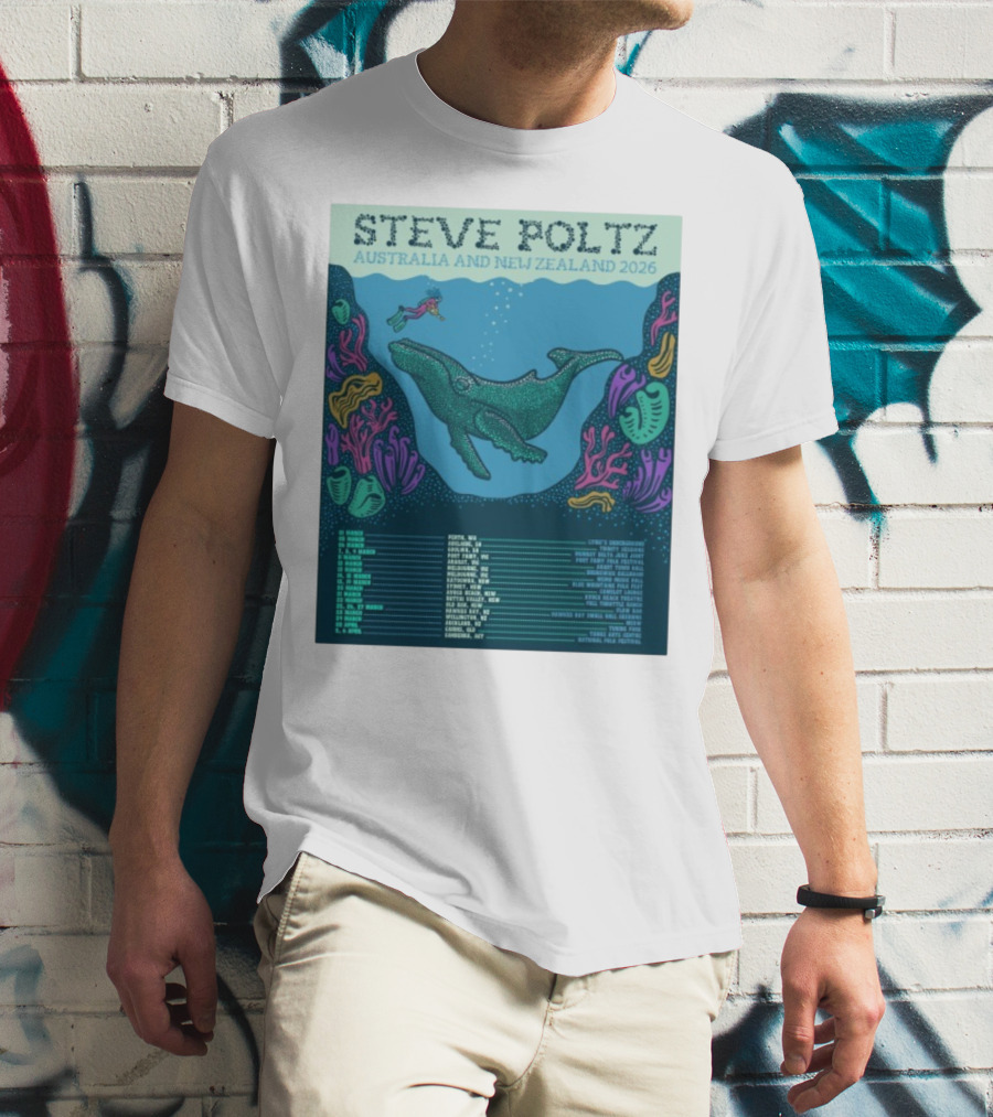 Steve Poltz Australia New Zealand Tour 2026 Concert Dates Underwater Theme T-Shirt