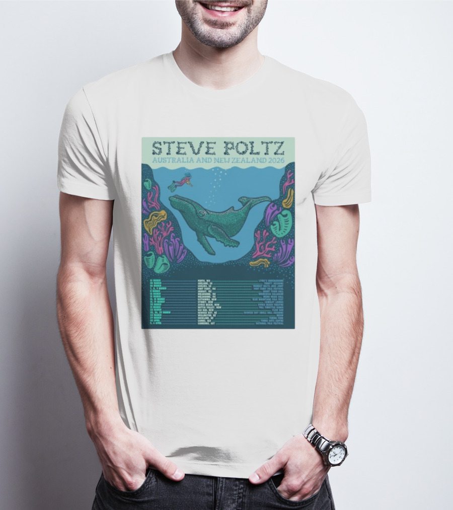 Steve Poltz Australia New Zealand Tour 2026 Concert Dates Underwater Theme T-Shirt