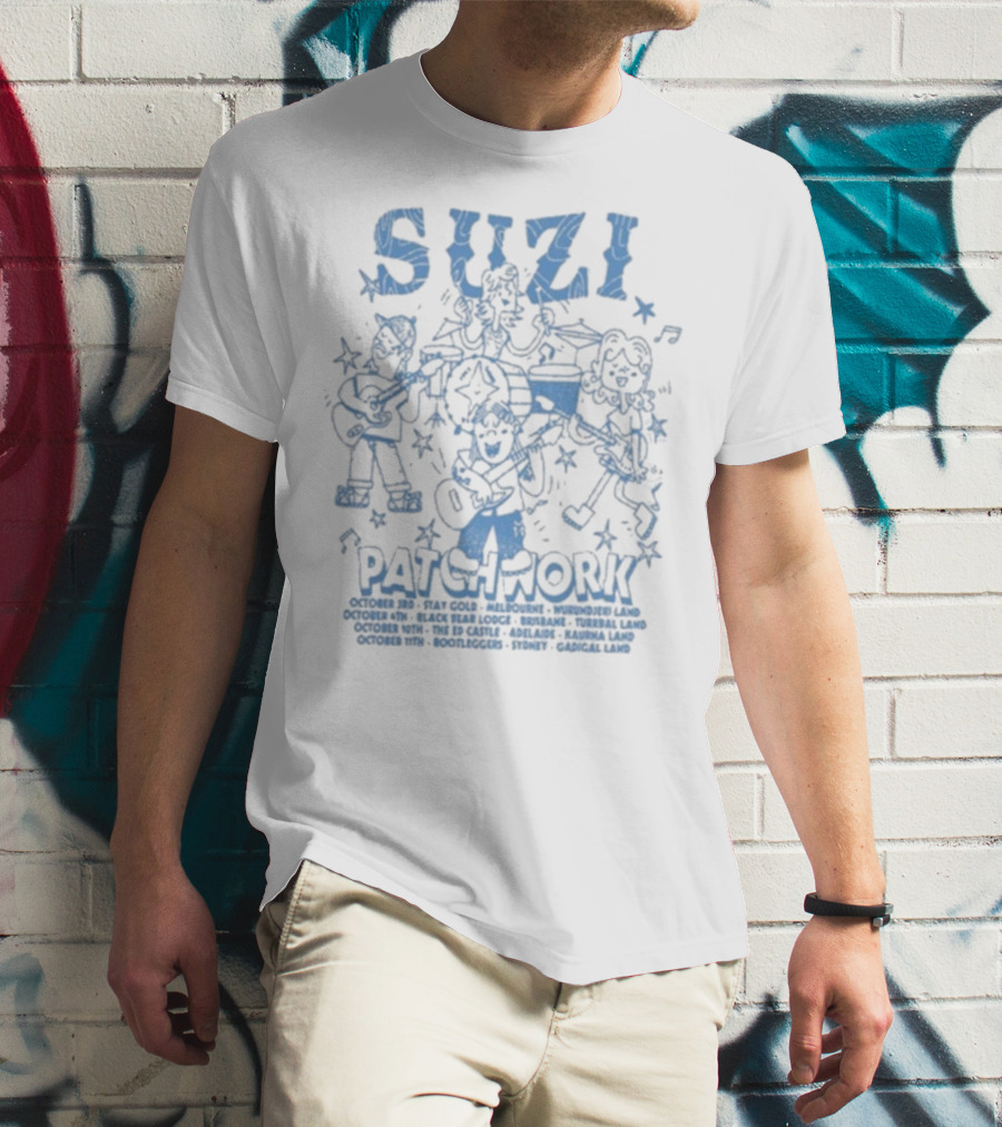 Suzi Patchwork Tour 2025 Cartoon Band Illustration T-Shirt