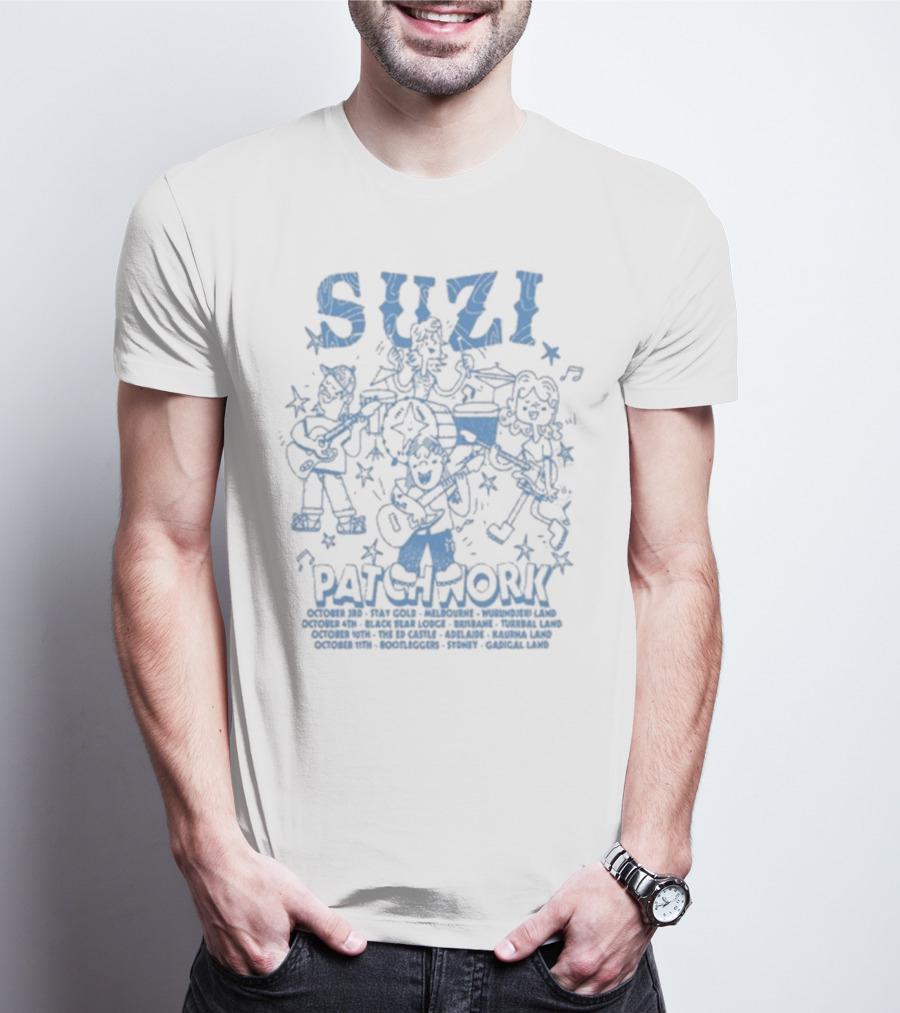Suzi Patchwork Tour 2025 Cartoon Band Illustration T-Shirt