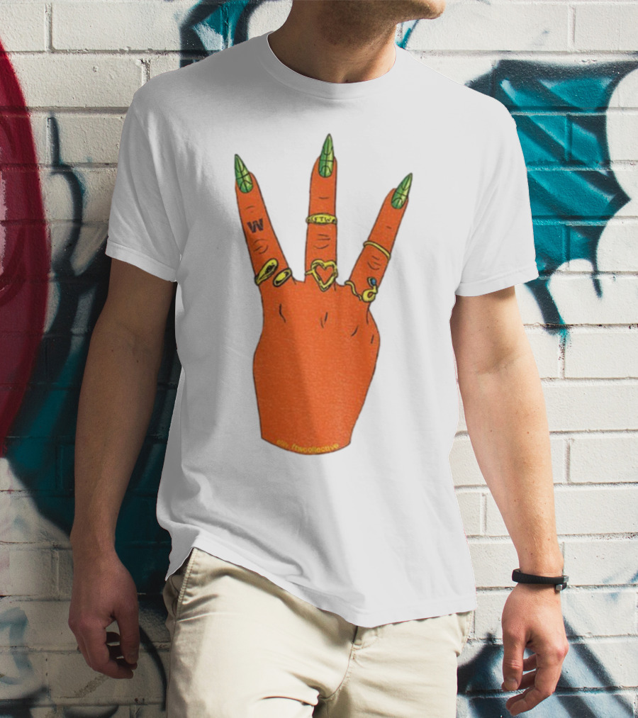 W Basketball Three Fingers Orange Hand Gesture Logo T-Shirt