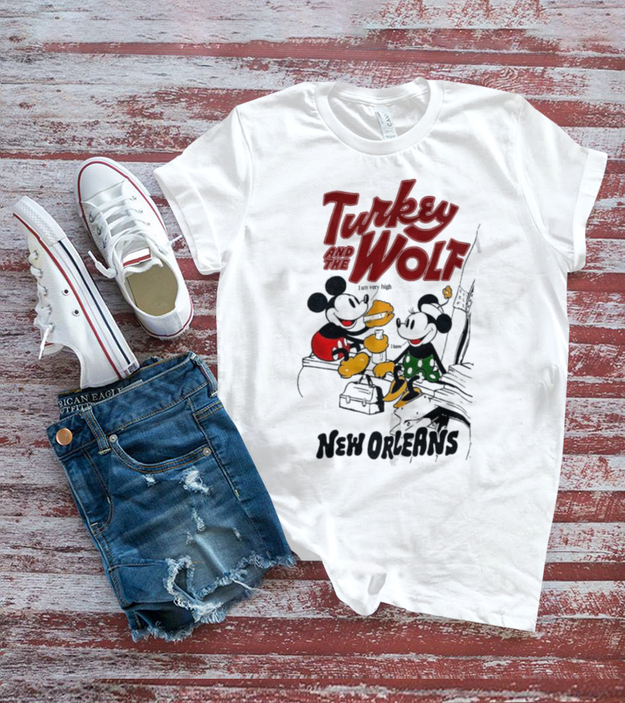 Turkey And The Wolf Mickey Mouse Minnie Mouse New Orleans Cheese T-Shirt