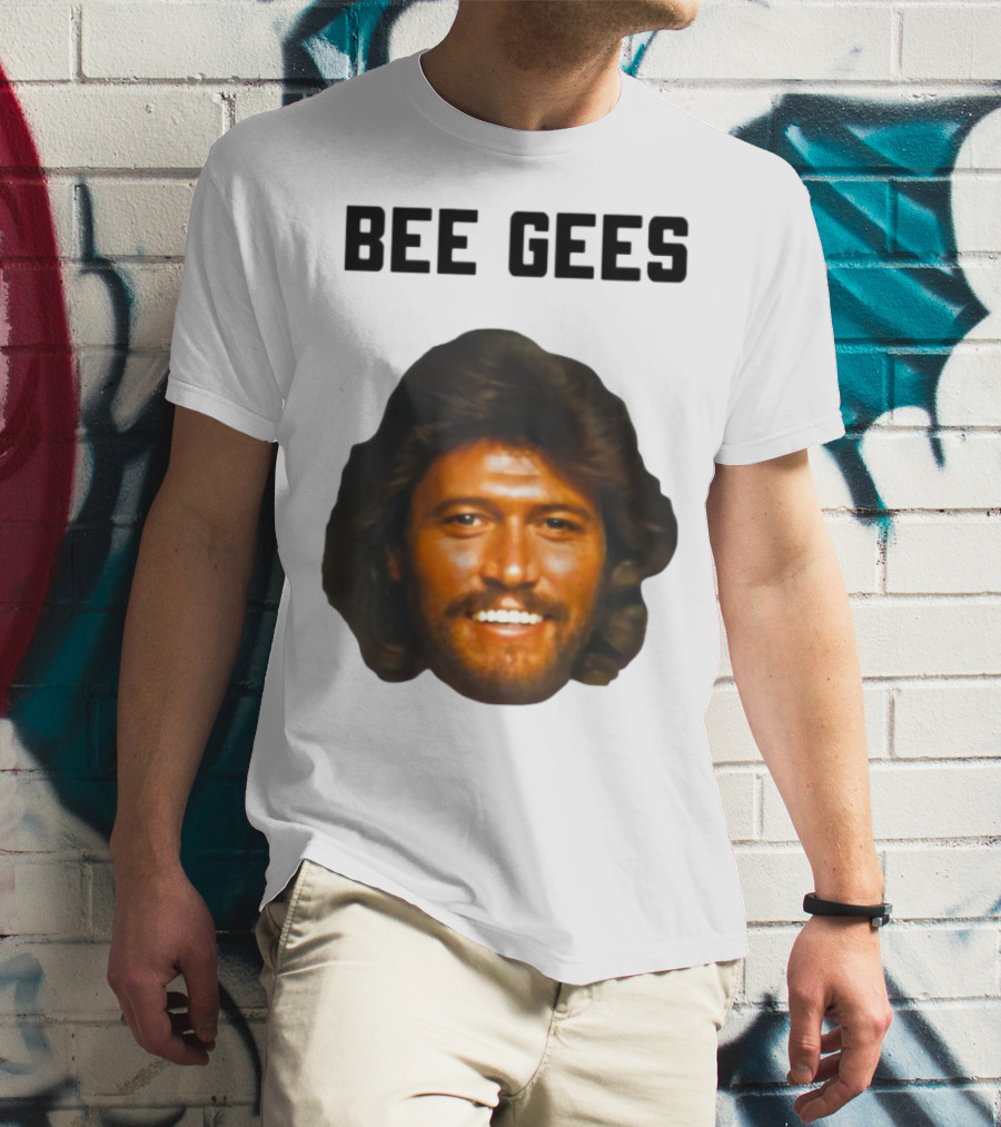 Barry Gibb Bee Gees Iconic Face Retro 70s Style T-Shirt