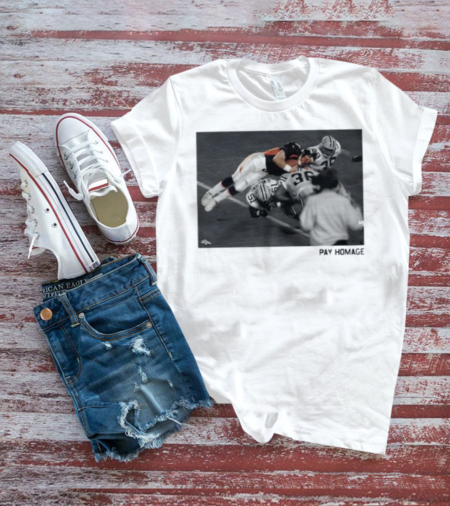 Denver Broncos John Elway Ash Pay Homage Iconic Football Moment T-Shirt