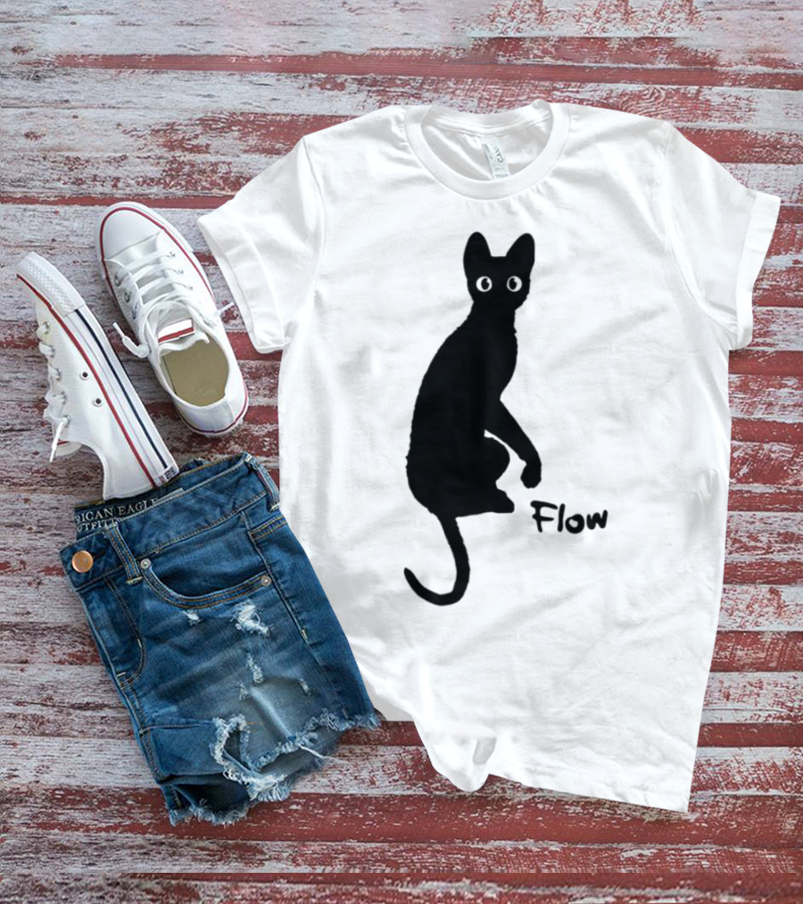 Flow Movie India Ink Cat Silhouette T-Shirt