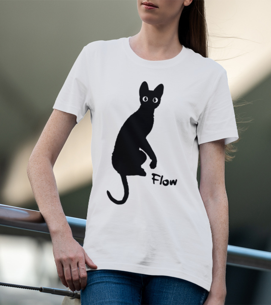 Flow Movie India Ink Cat Silhouette T-Shirt