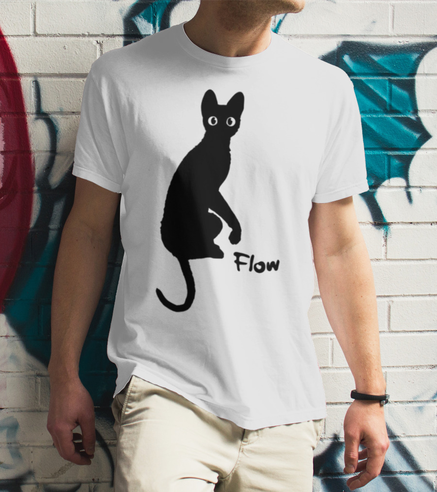Flow Movie India Ink Cat Silhouette T-Shirt