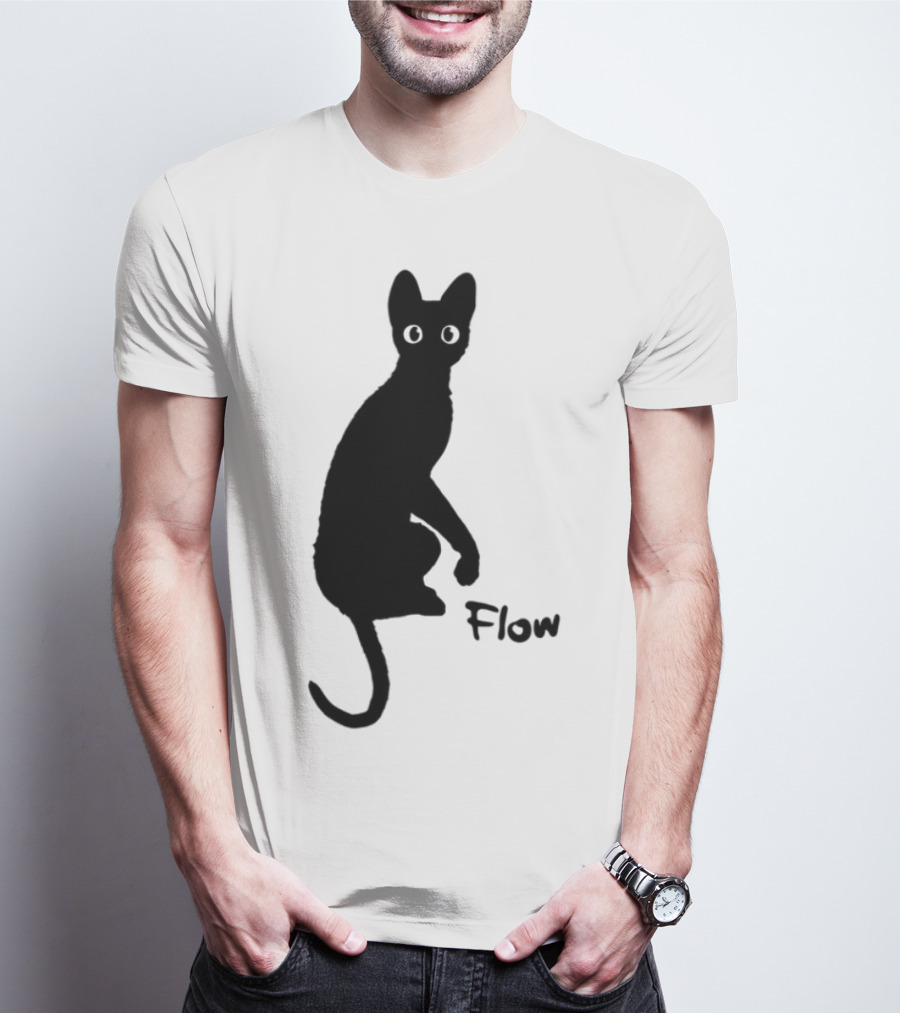 Flow Movie India Ink Cat Silhouette T-Shirt