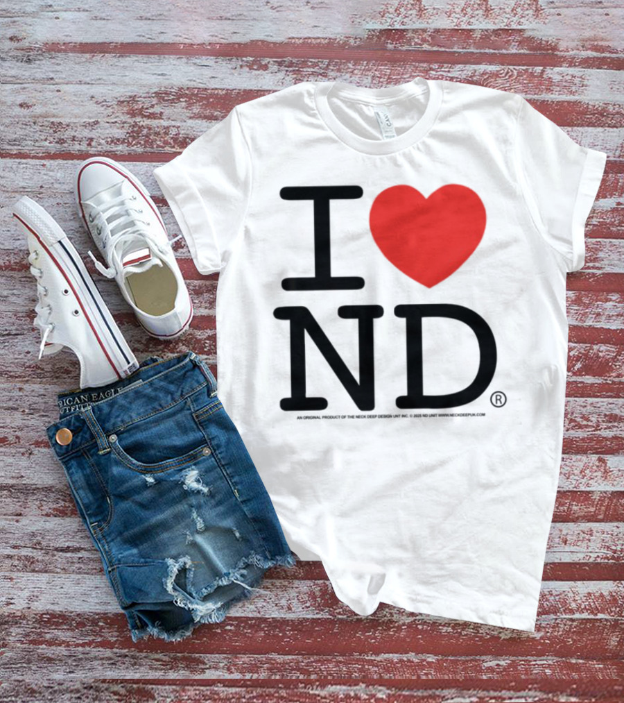 I Heart ND Red Heart Graphic T-Shirt