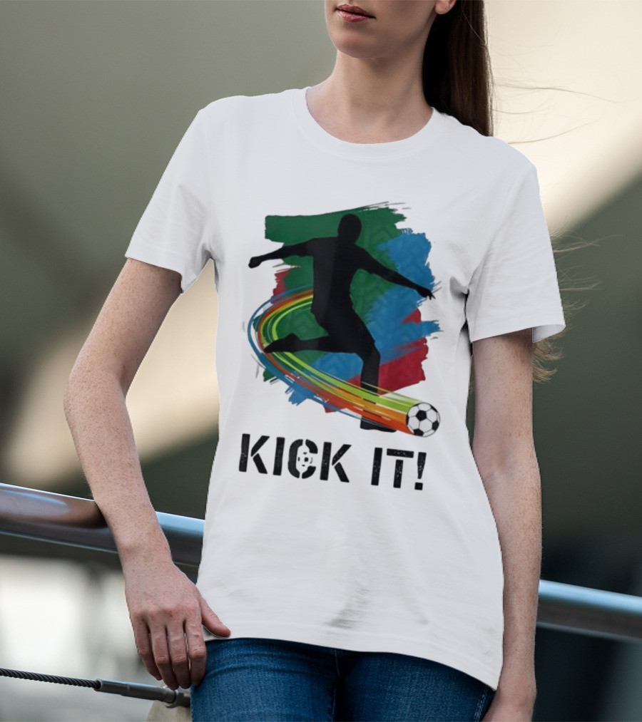 Kick It Soccer Player Rainbow Trail T-Shirt
