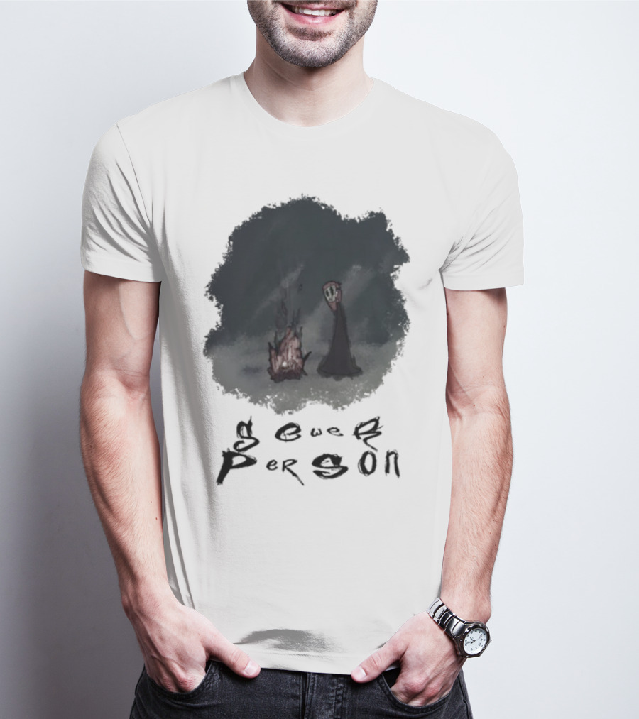 Sewerperson Campfire Mountain Forest Scene T-Shirt