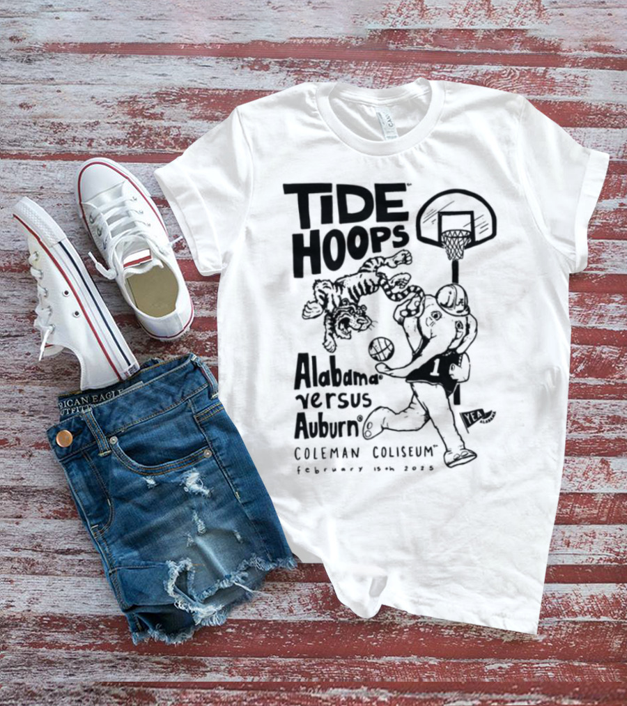 Tide Hoops Alabama Versus Auburn Basketball Showdown Crimson Night T-Shirt