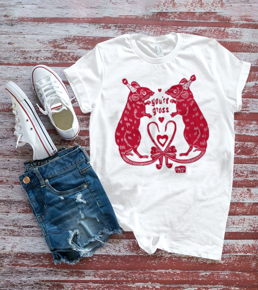 You're Gross Rats Party Hat Love Hearts T-Shirt