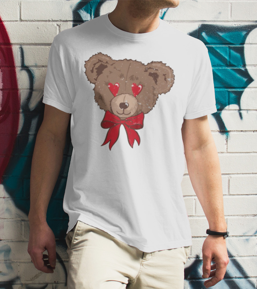 I Love You Beary Much Heart Eyes Teddy Bear Red Bow T-Shirt