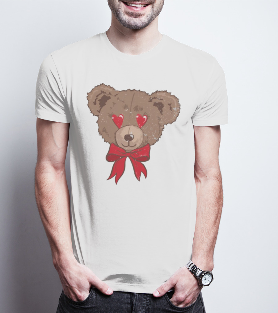 I Love You Beary Much Heart Eyes Teddy Bear Red Bow T-Shirt