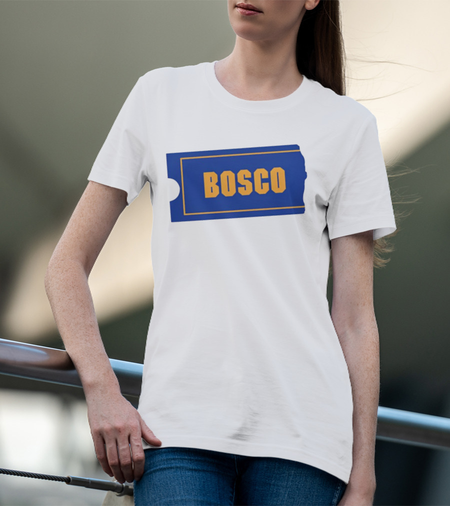 Bosco Blue Ticket Style Bold Text Design T-Shirt