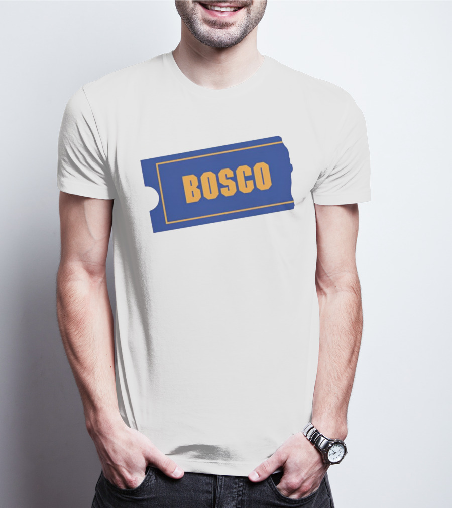 Bosco Blue Ticket Style Bold Text Design T-Shirt