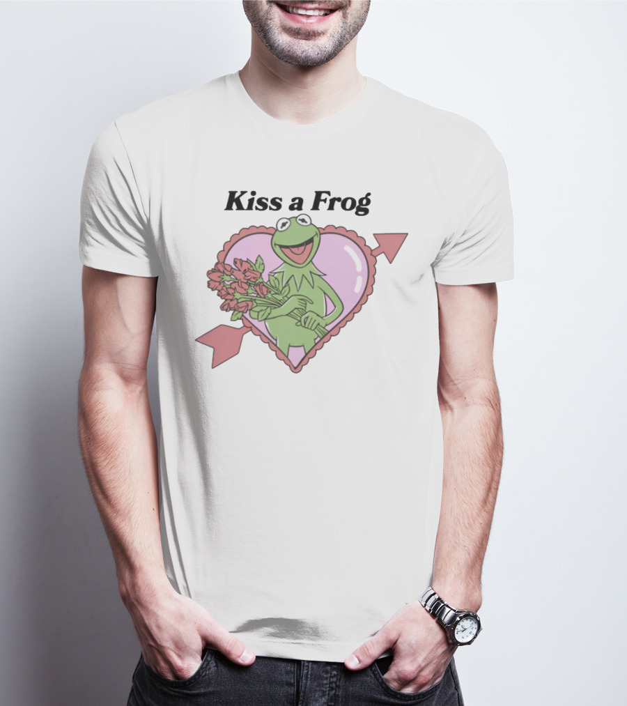 Kiss A Frog Heart Arrow Roses Kermit Valentine's Day T-Shirt