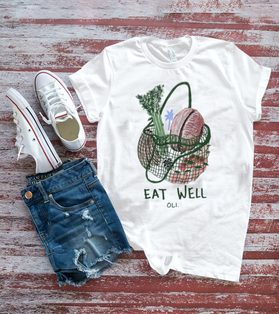 Eat Well Oli Vegetable Basket Illustration T-Shirt