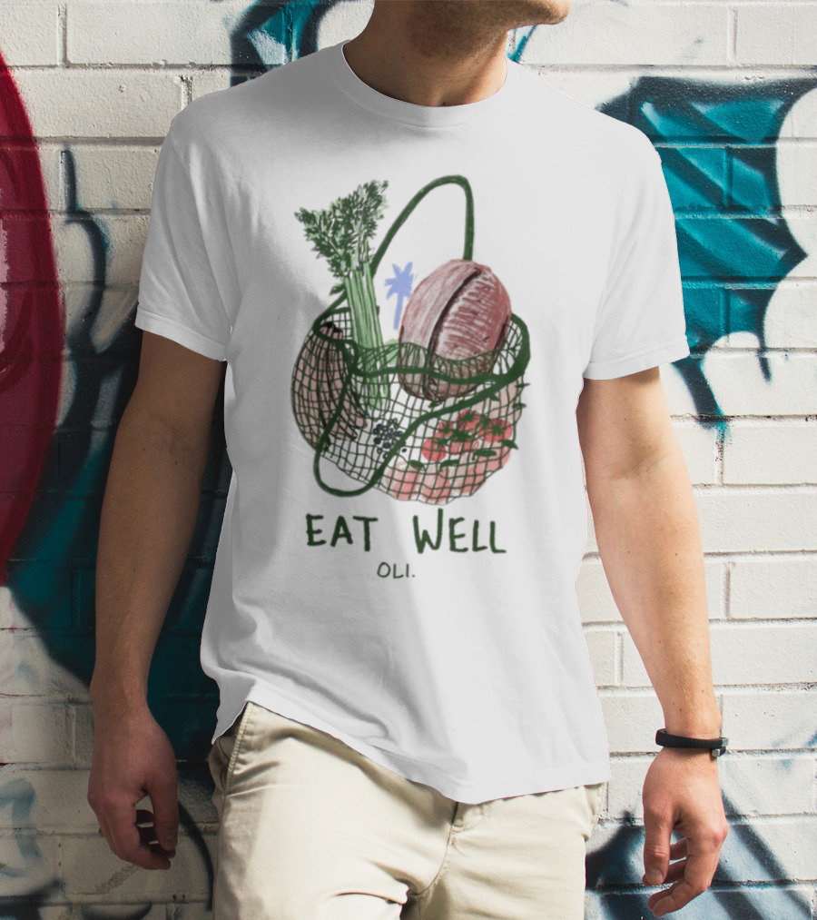 Eat Well Oli Vegetable Basket Illustration T-Shirt