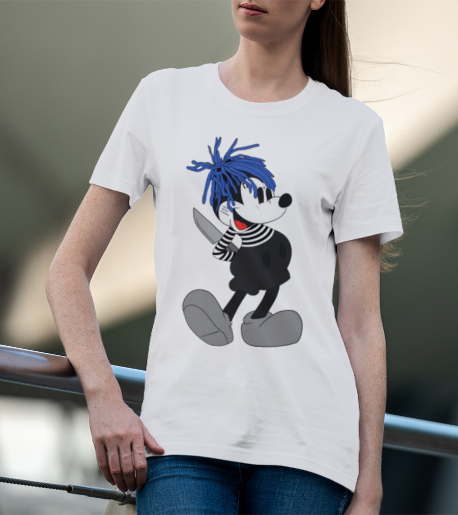 Revenge X Sad Mickey Mouse Knife Emotive Punk Mashup T-Shirt