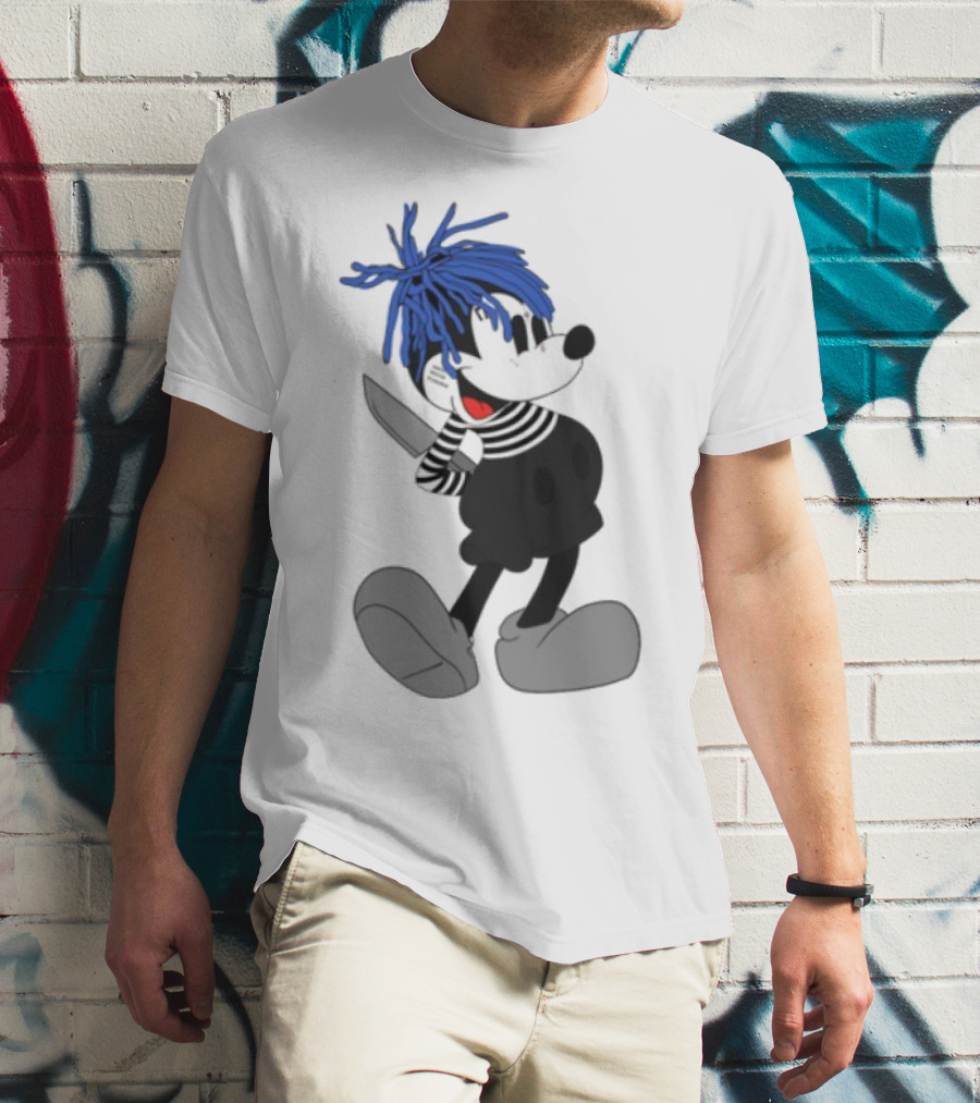 Revenge X Sad Mickey Mouse Knife Emotive Punk Mashup T-Shirt