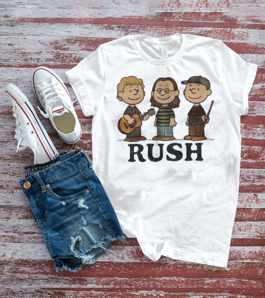 Charlie Brown Peanuts Characters Styled As Rush Band Members T-Shirt