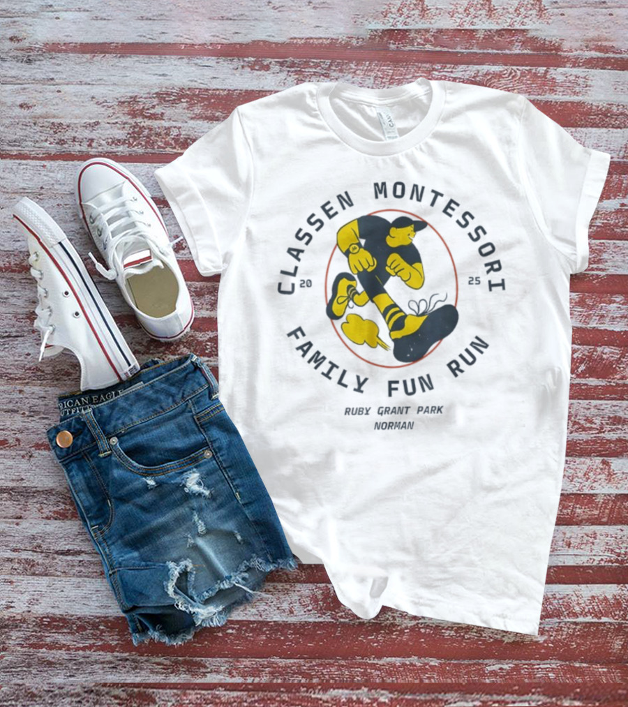 Classen Montessori Family Fun Run 2025 Runnin' Rabbit Ruck Grant Park Norman T-Shirt