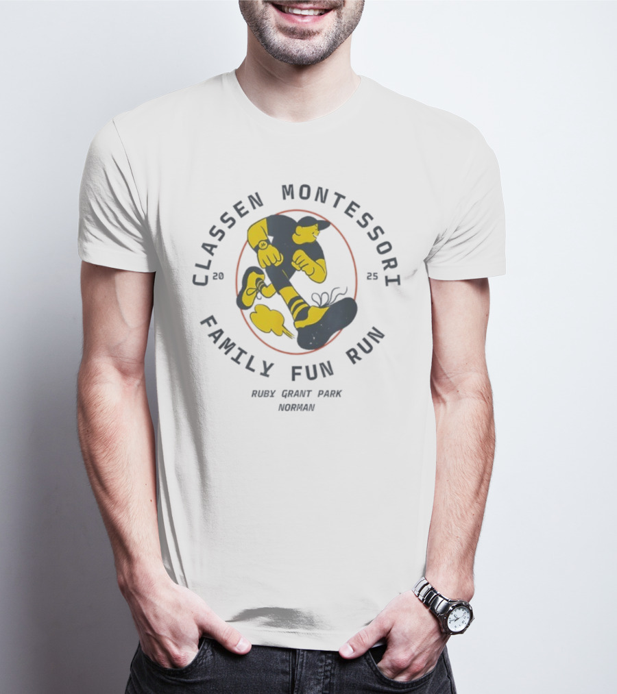 Classen Montessori Family Fun Run 2025 Runnin' Rabbit Ruck Grant Park Norman T-Shirt