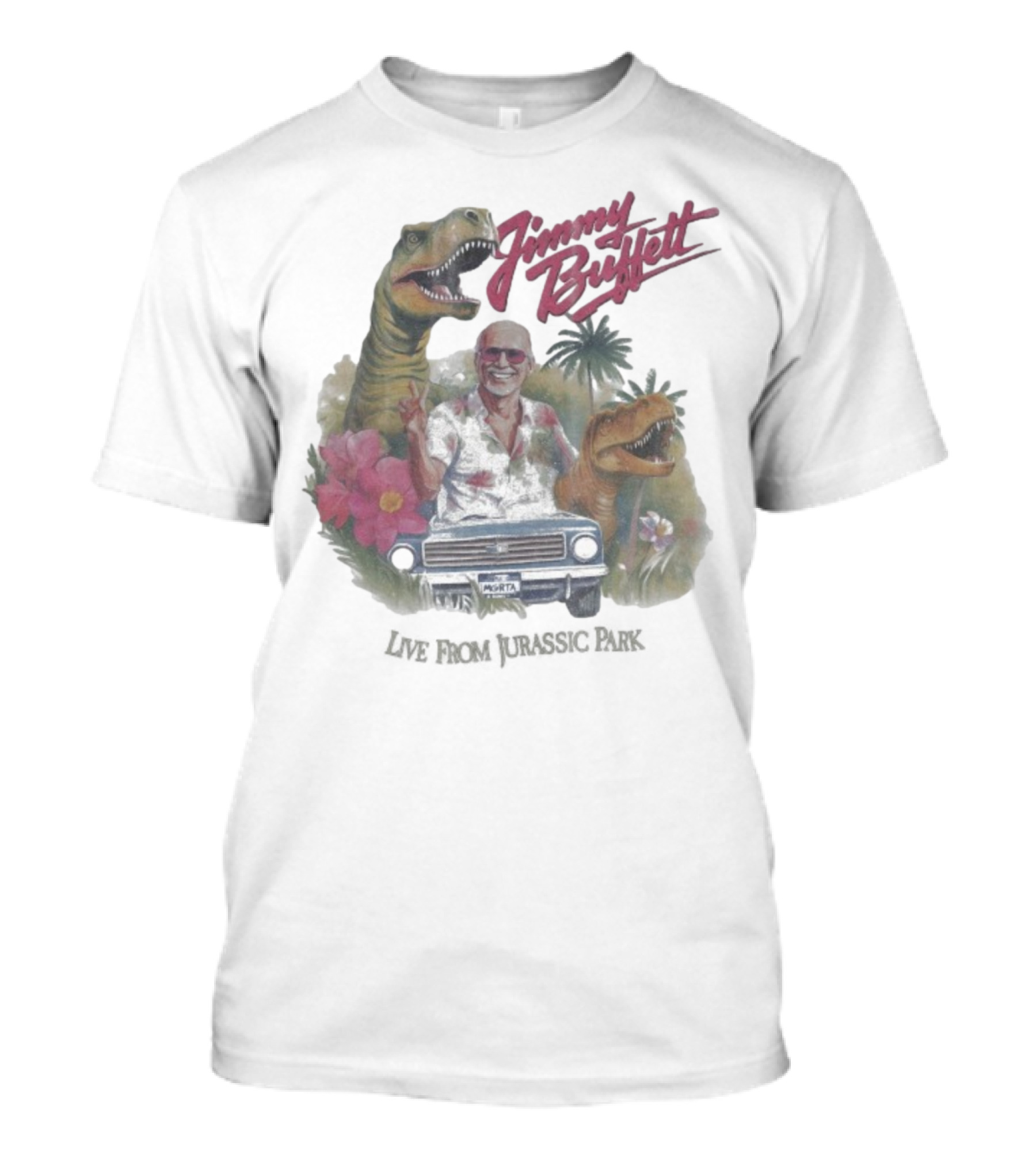 Jimmy Buffett Tropical Dino Adventure With T-Rex And Velociraptor T-Shirt