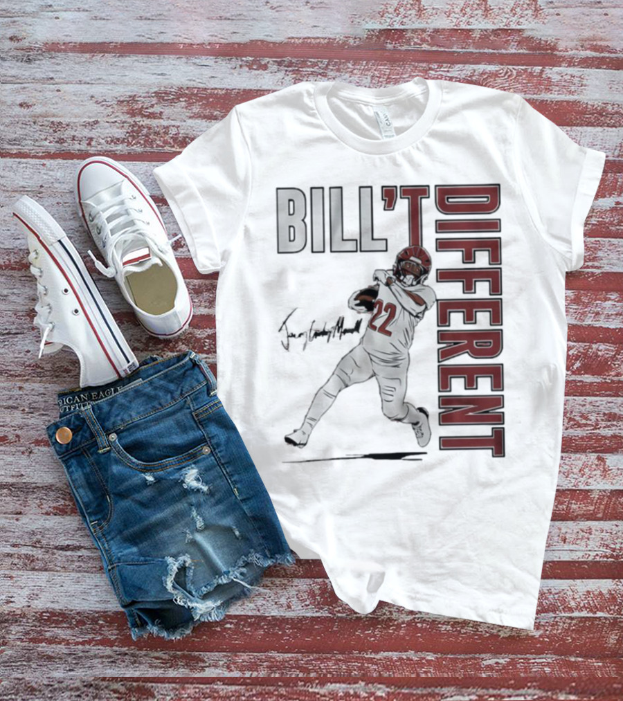 Jacory Croskey-Merritt Bill’t Different Number 22 Football Signature T-Shirt
