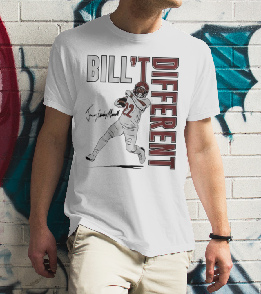 Jacory Croskey-Merritt Bill’t Different Number 22 Football Signature T-Shirt