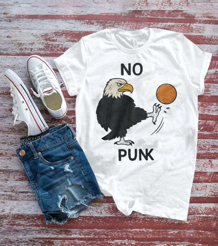 Bald Eagle Kicking Orange Ball No Punk T-Shirt