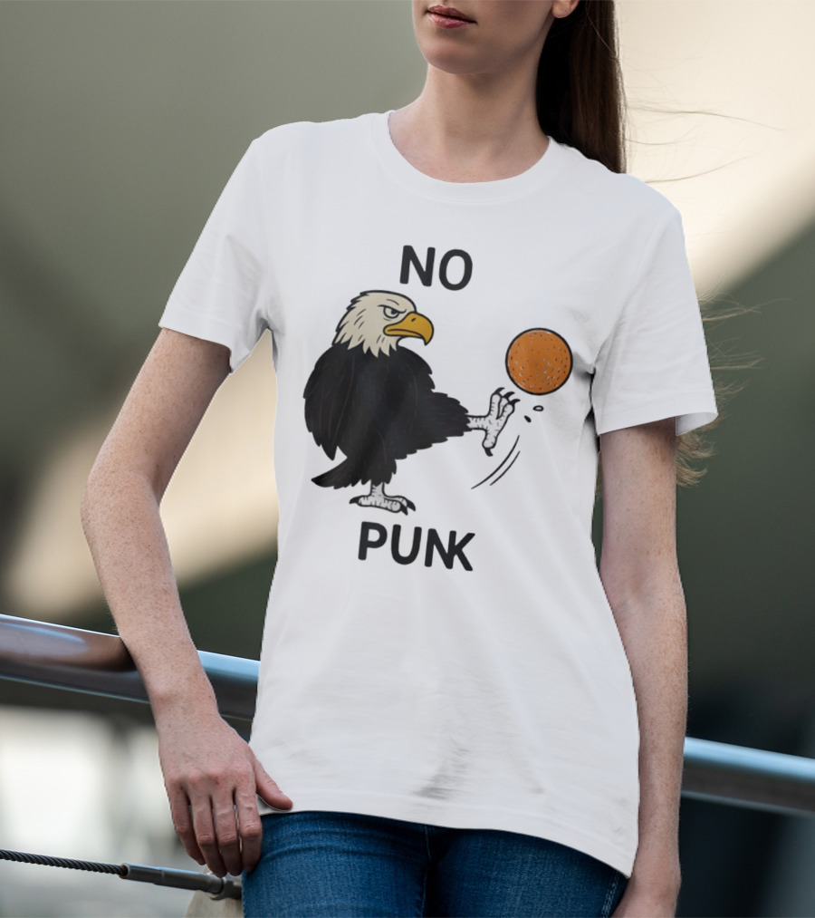 Bald Eagle Kicking Orange Ball No Punk T-Shirt