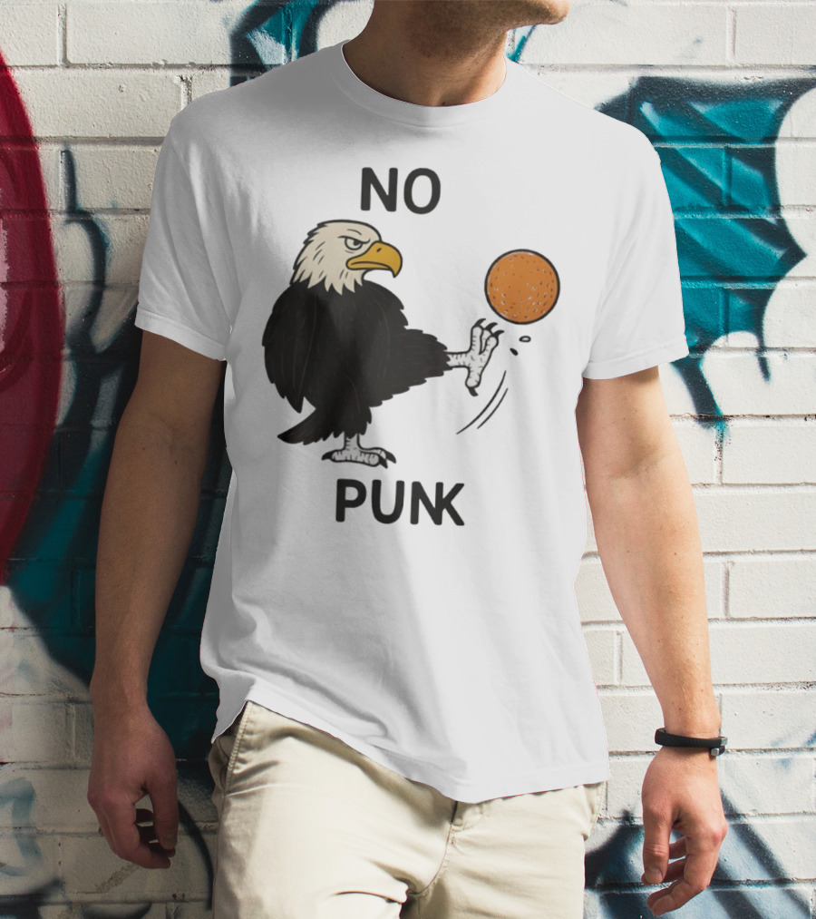 Bald Eagle Kicking Orange Ball No Punk T-Shirt
