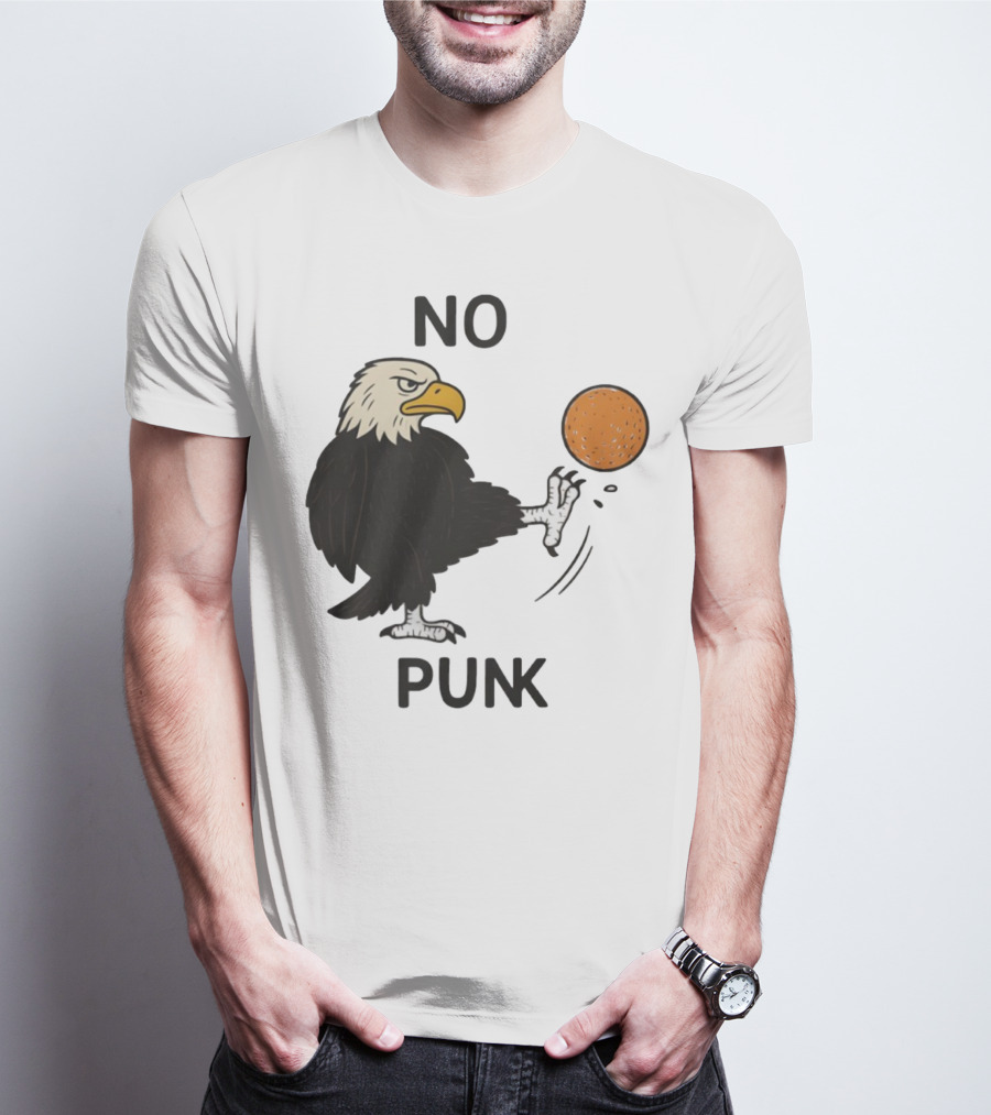 Bald Eagle Kicking Orange Ball No Punk T-Shirt