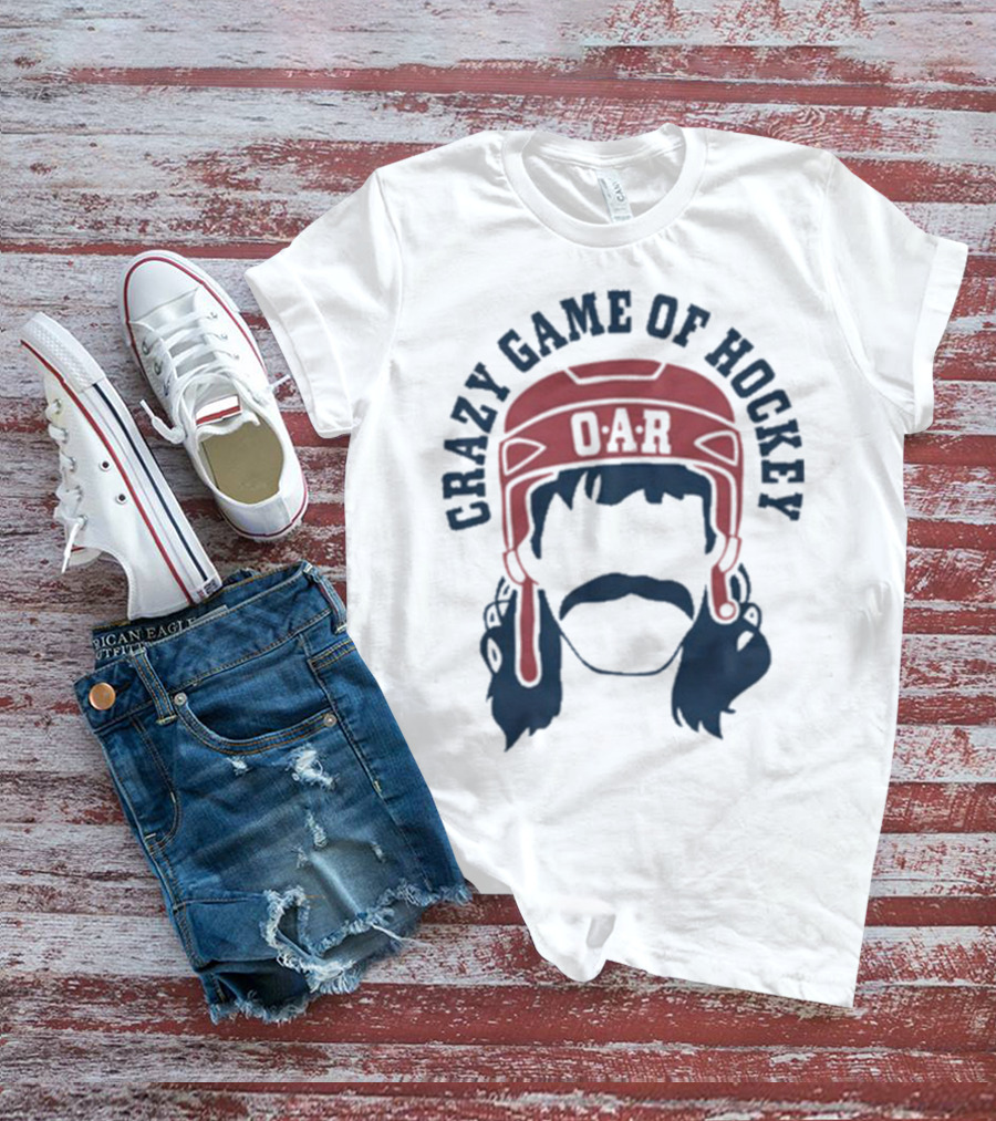 OAR Crazy Game Of Hockey Helmet Retro Style T-Shirt