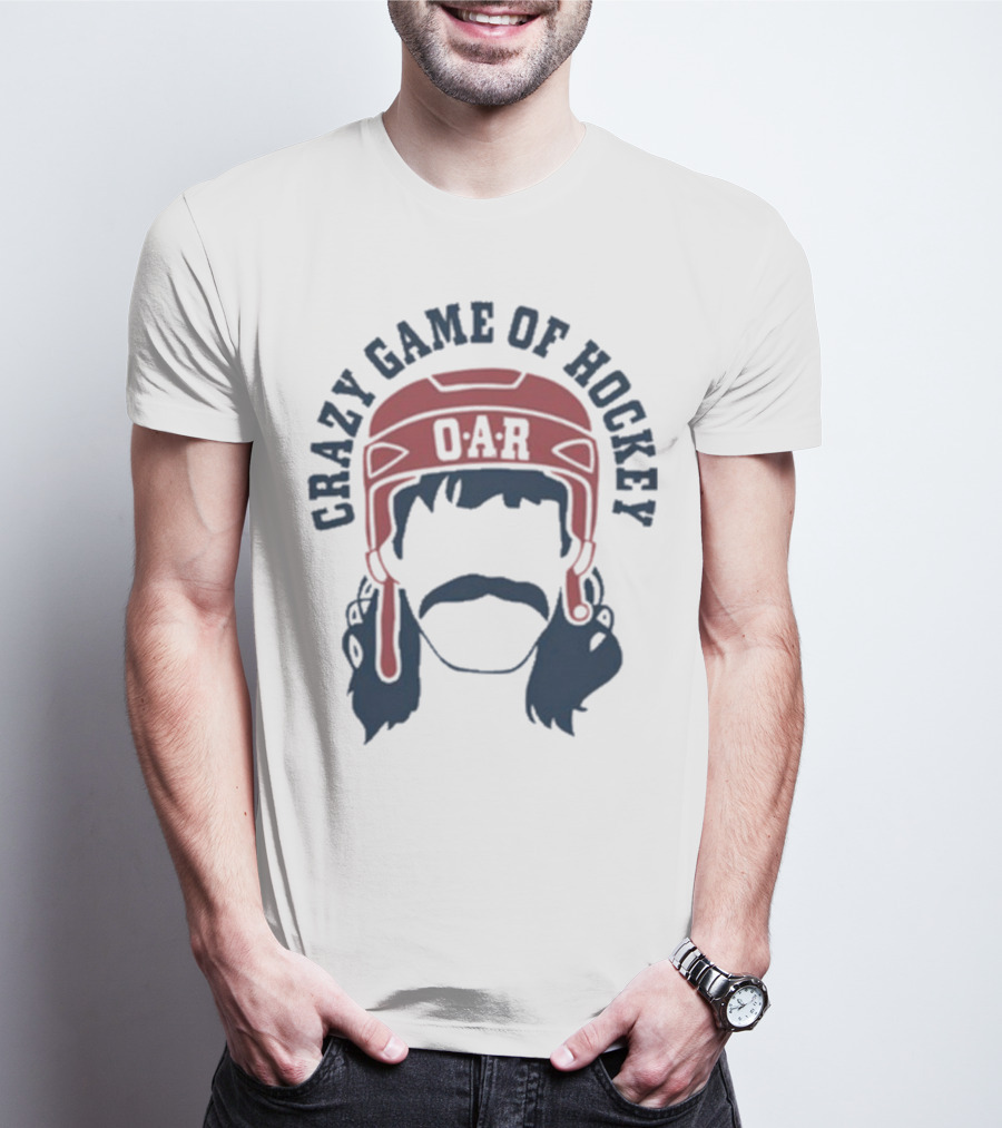 OAR Crazy Game Of Hockey Helmet Retro Style T-Shirt