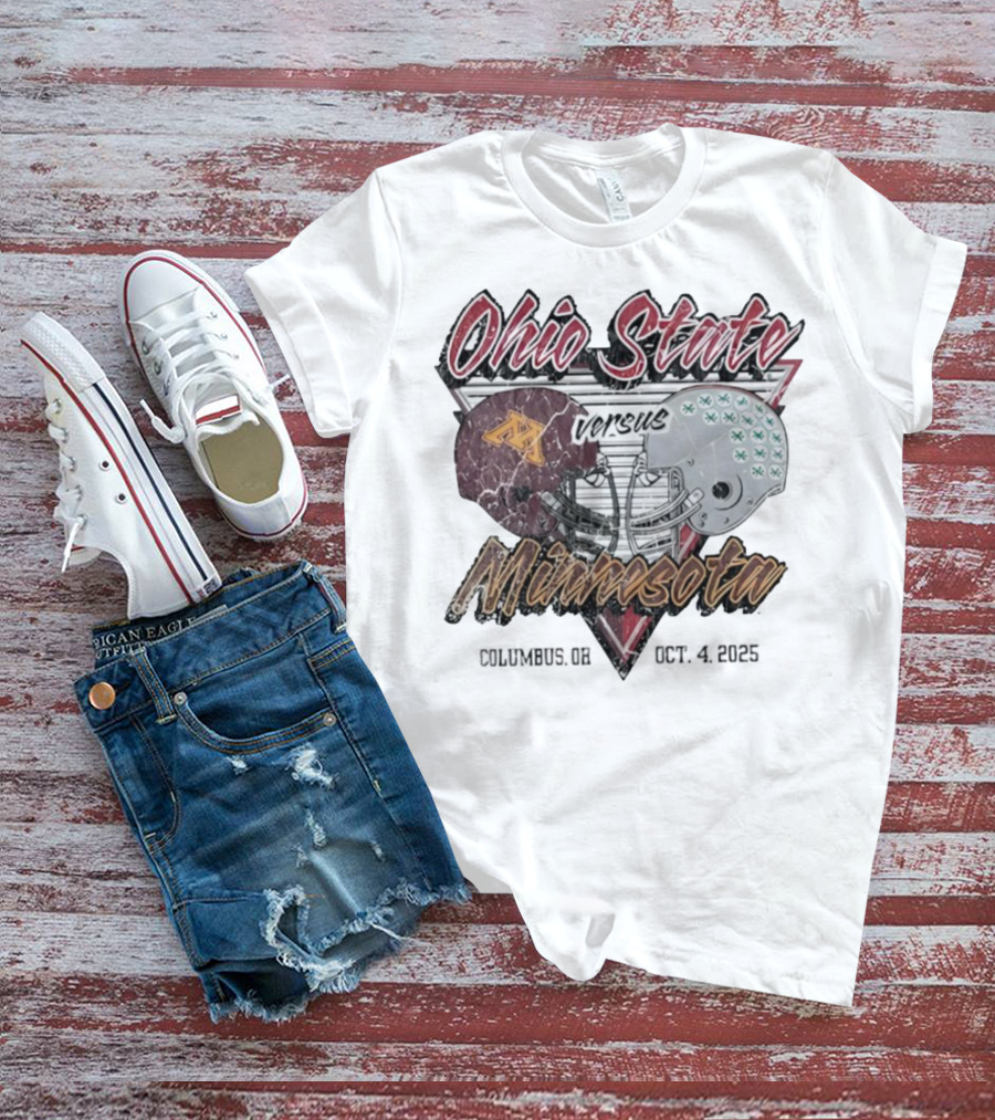 Ohio State Versus Minnesota Football 2025 Game Helmets T-Shirt