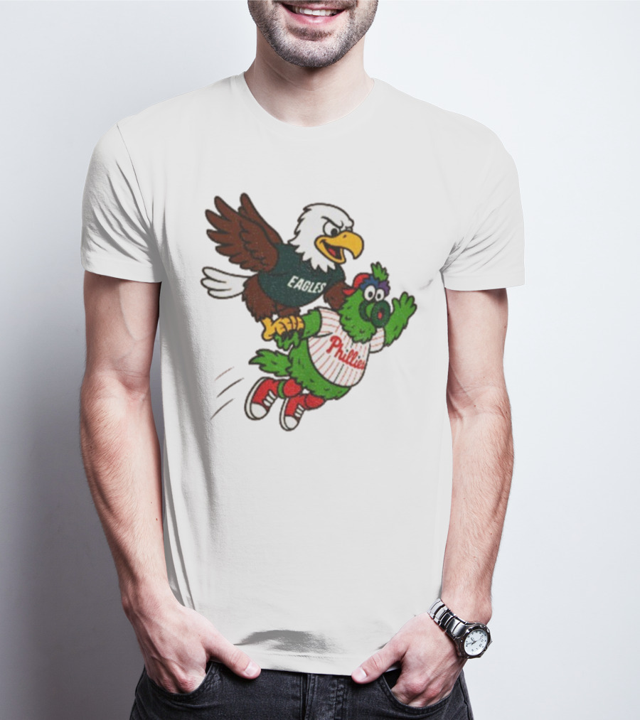 Philadelphia Eagles Swoop And Phillies Phanatic Mascot Team Up Fun T-Shirt