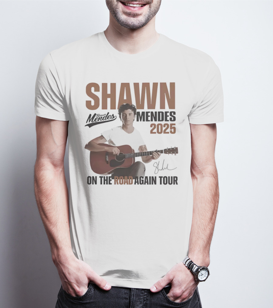 Shawn Mendes 2025 On The Road Again Tour Signature T-Shirt