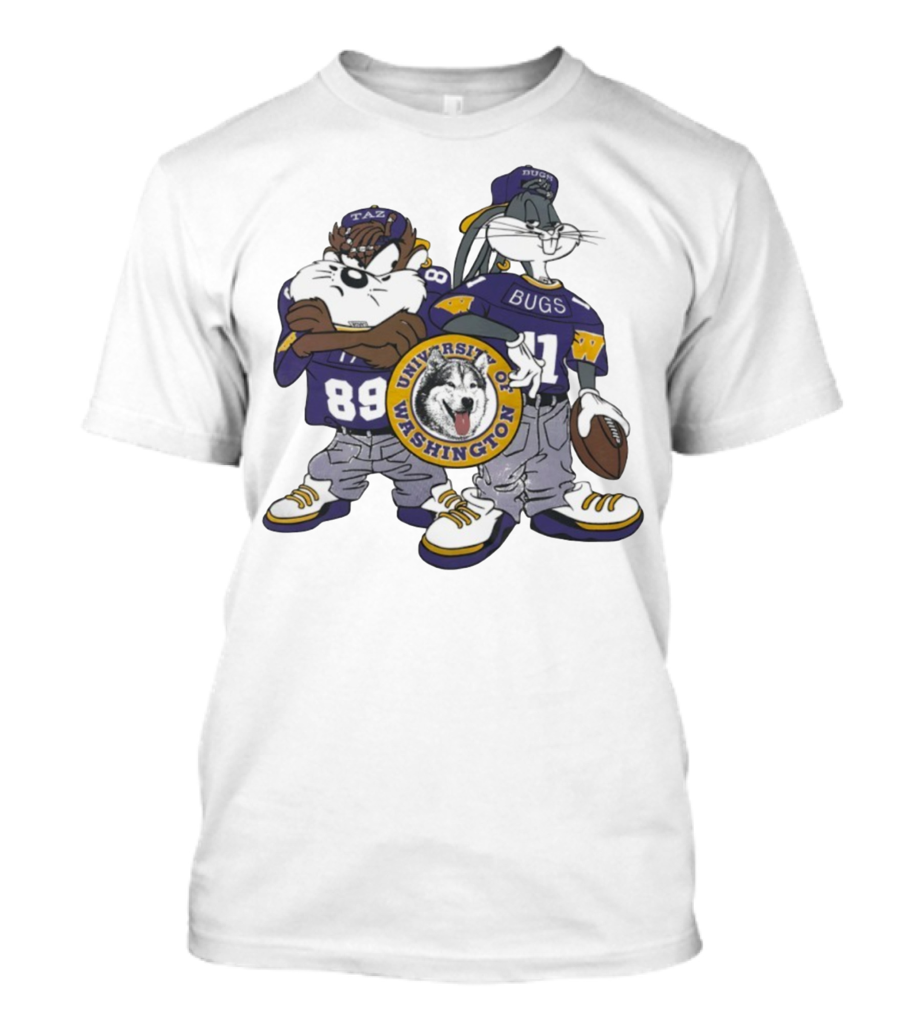 Taz And Bugs Bunny University Of Washington Huskies Football 89 11 T-Shirt
