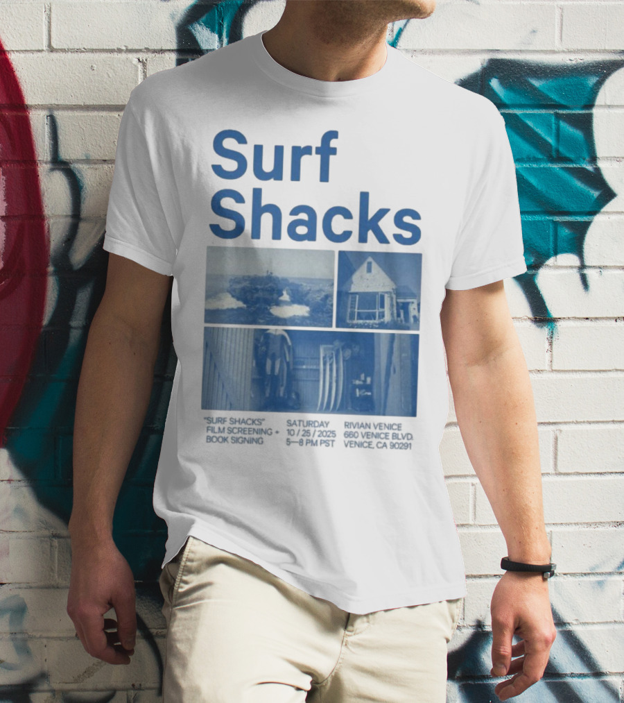 Surf Shacks Oct 25 2025 Venice CA Beach Surfboards Coastal Homes T-Shirt