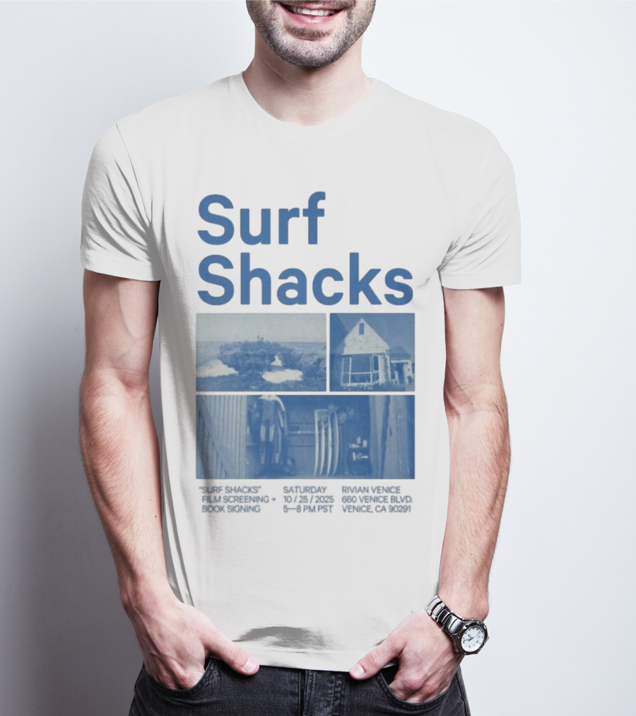 Surf Shacks Oct 25 2025 Venice CA Beach Surfboards Coastal Homes T-Shirt