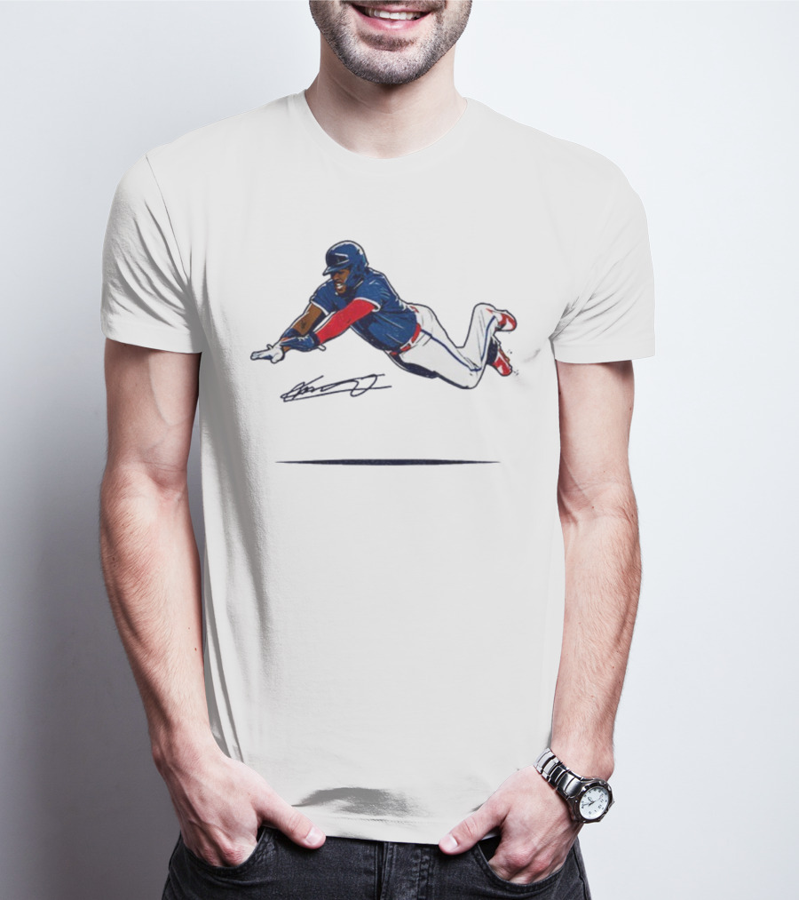 Vladimir Guerrero Jr Superman Flying Slide Toronto Blue Jays Signature T-Shirt