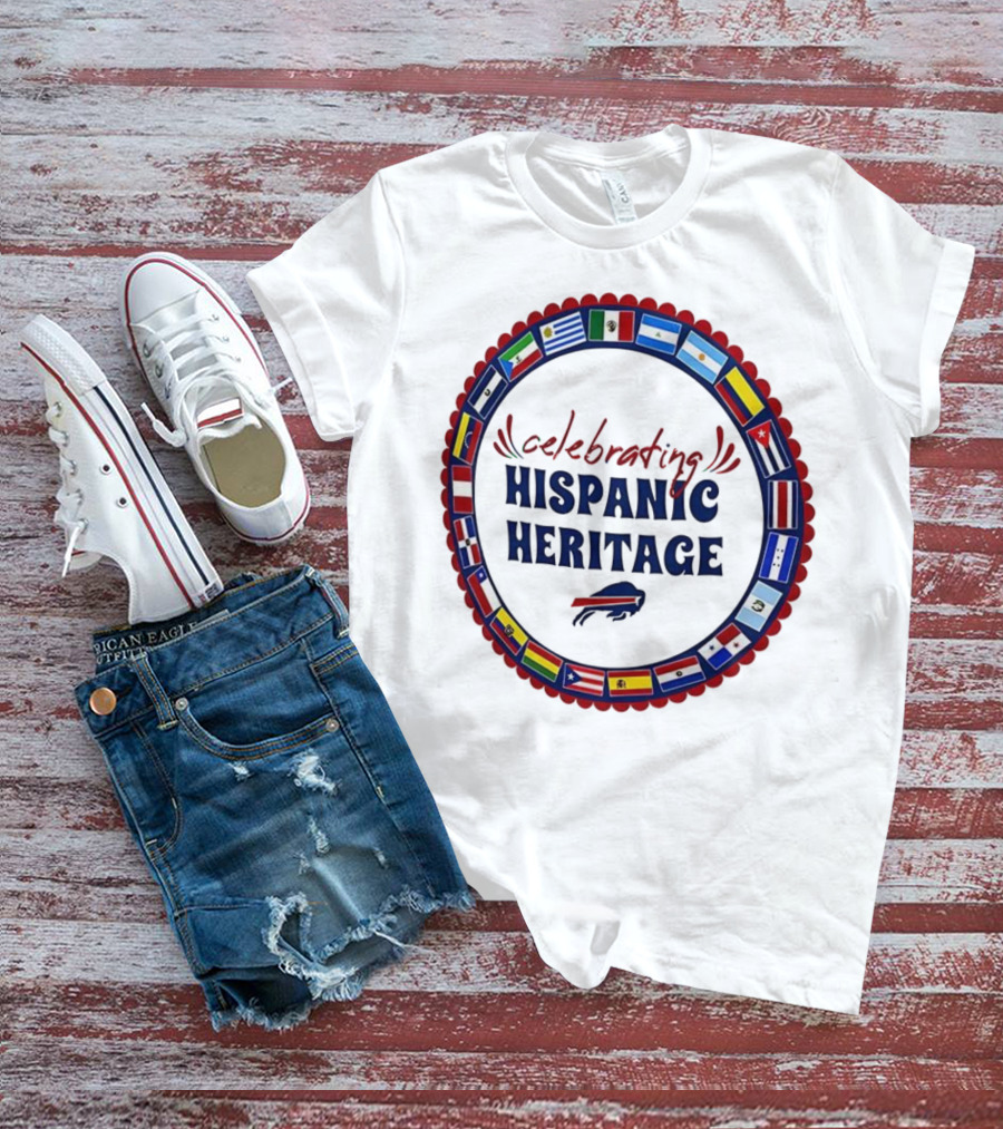 Celebrating Hispanic Heritage Buffalo Bills Flags Circle T-Shirt