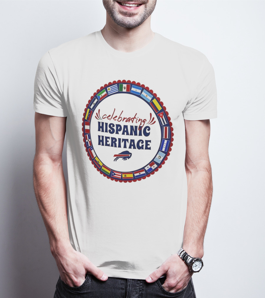 Celebrating Hispanic Heritage Buffalo Bills Flags Circle T-Shirt