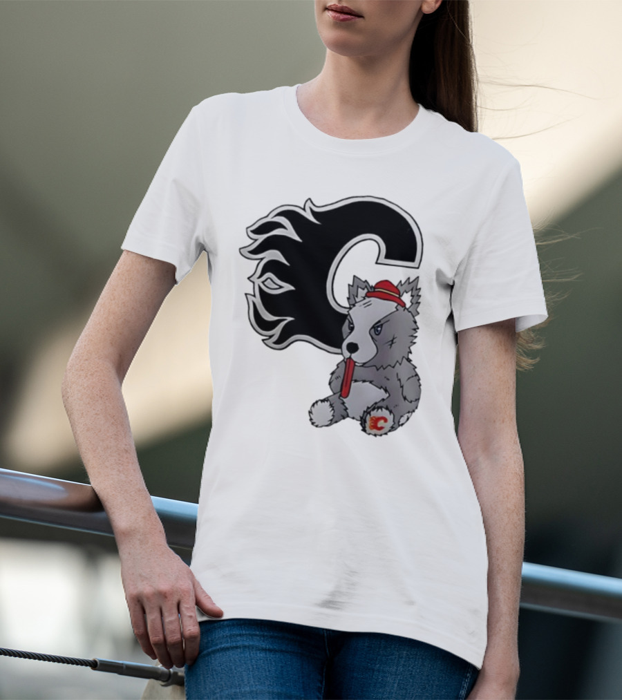 Calgary Flames Harvey The Hound With C Flame Logo T-Shirt