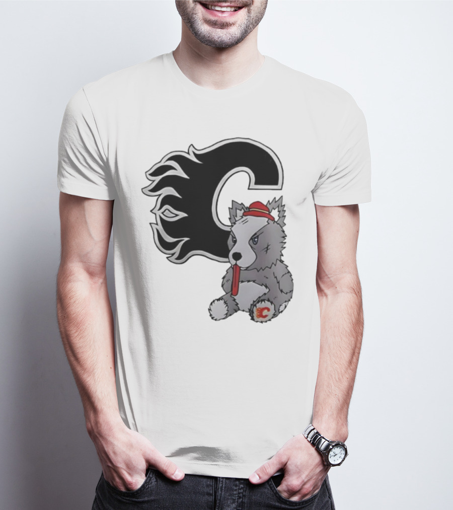 Calgary Flames Harvey The Hound With C Flame Logo T-Shirt